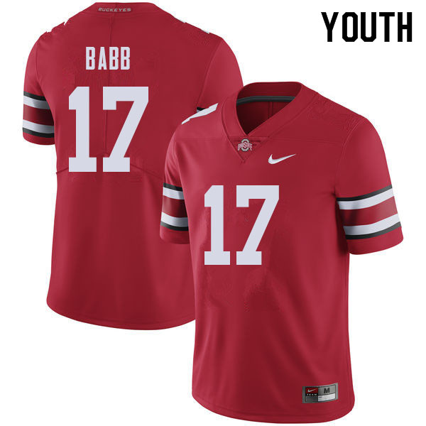 Youth Ohio State Buckeyes #17 Kamryn Babb Red Authentic College Stitched Football Jersey 23KA048TN